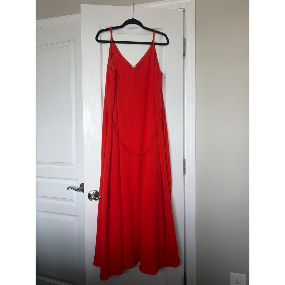 Gilli Orange Textured V-Neck Maxi Dress Plus Size 2X‎ Adjustable Straps XAD4058